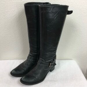 Literal Made in Mexico Black Distressed Leather Riding Western Tall Boot Size 7